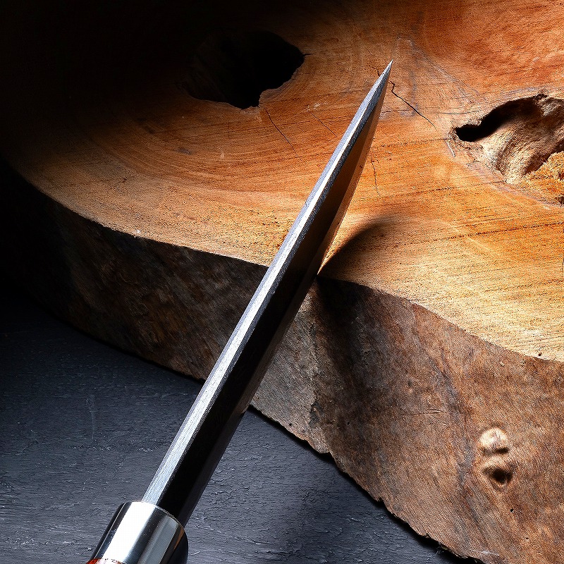 東周作 青紙鋼黒打剣鉈 洋漆仕上 乱刃6寸