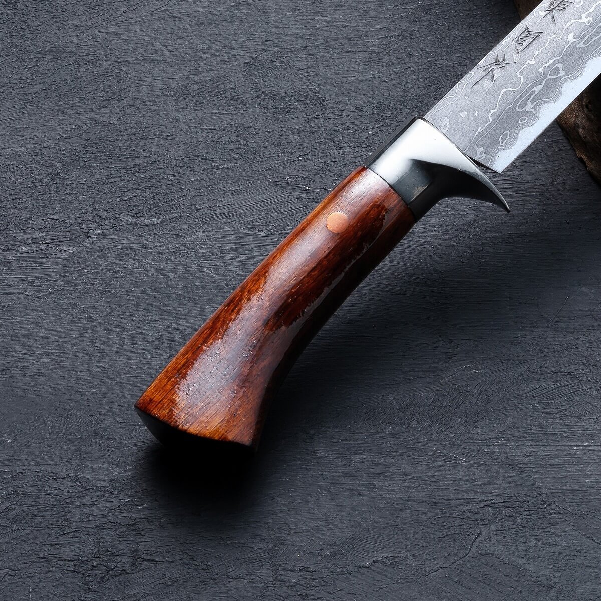 東周作 ダマスカス 青紙鋼剣鉈 乱刃6寸 洋漆仕上