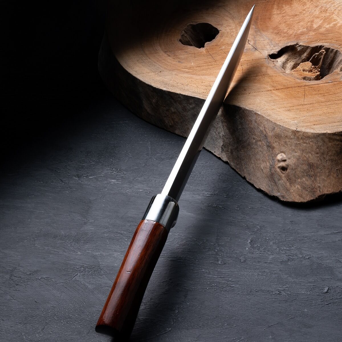 東周作 ダマスカス 青紙鋼剣鉈 直刃8寸 洋漆仕上