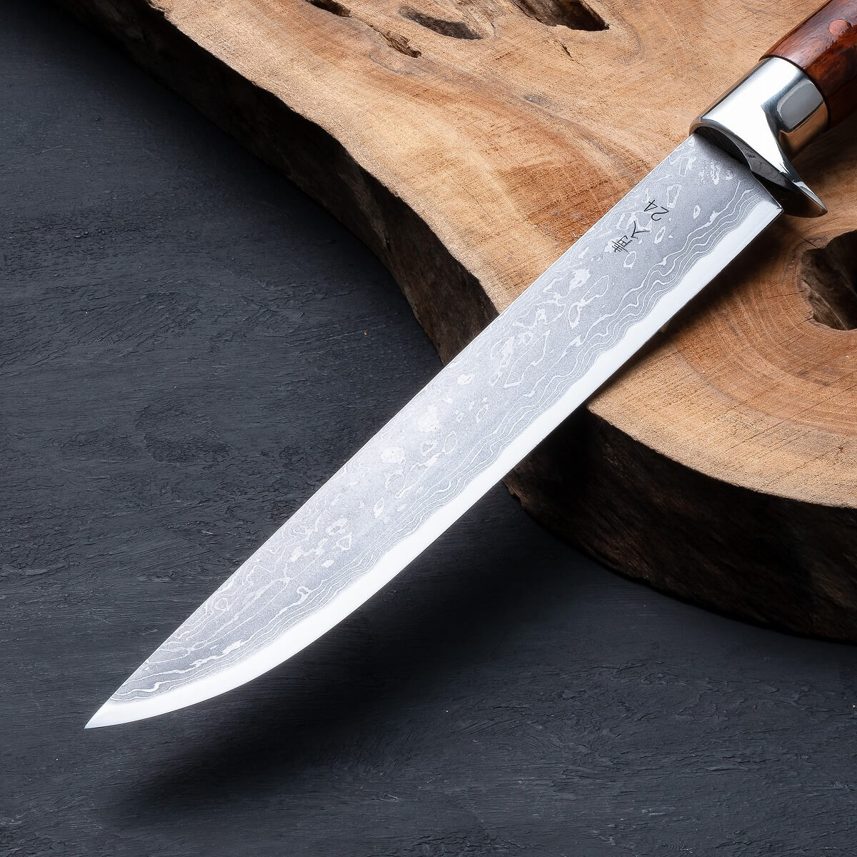 東周作 ダマスカス 青紙鋼剣鉈 直刃8寸 洋漆仕上