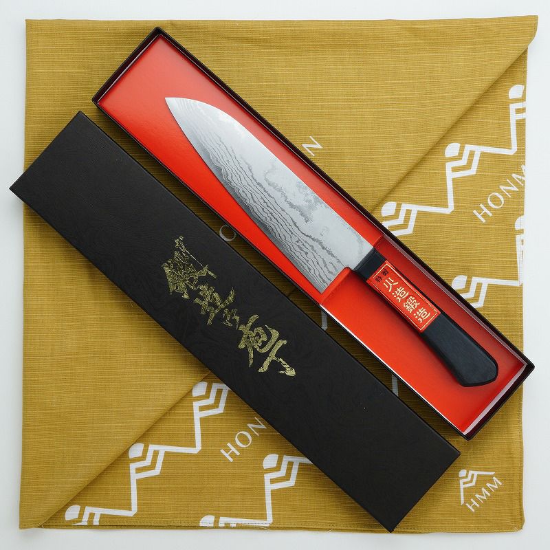 風呂敷付 重宏別作 三徳包丁 両刃 170mm
