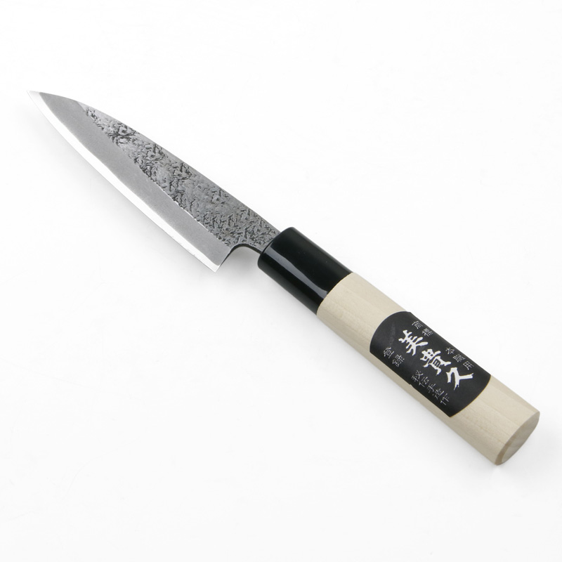 美貴久 貝裂き包丁 片刃 105mm 白紙2号 槌目仕上げ 左利き用