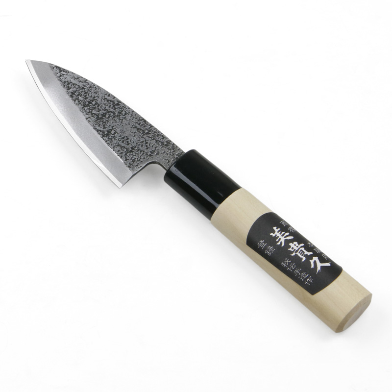 美貴久 小出刃包丁 片刃 75mm 白紙2号 槌目仕上げ 左利き用