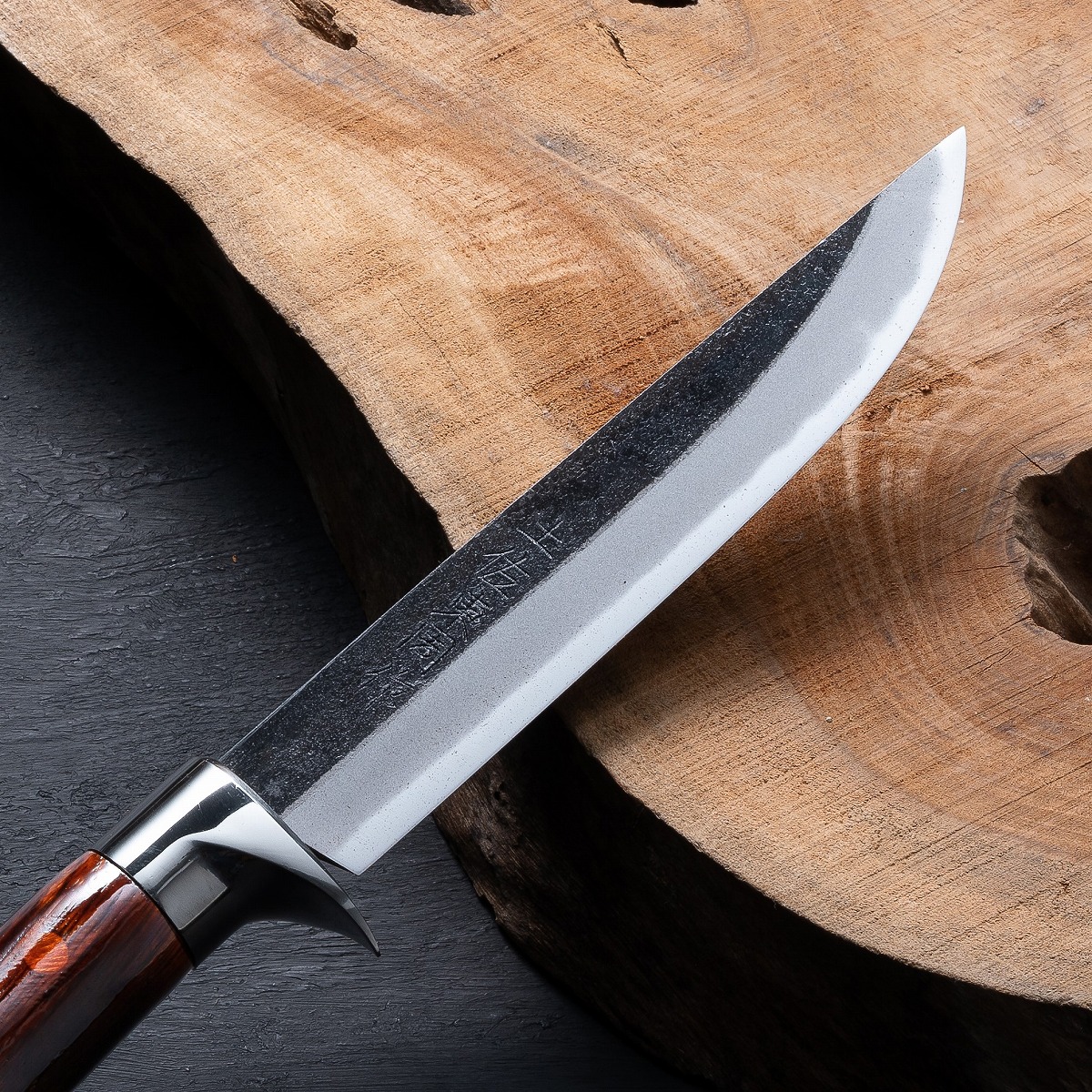 東周作 青紙鋼黒打剣鉈 洋漆仕上 5寸