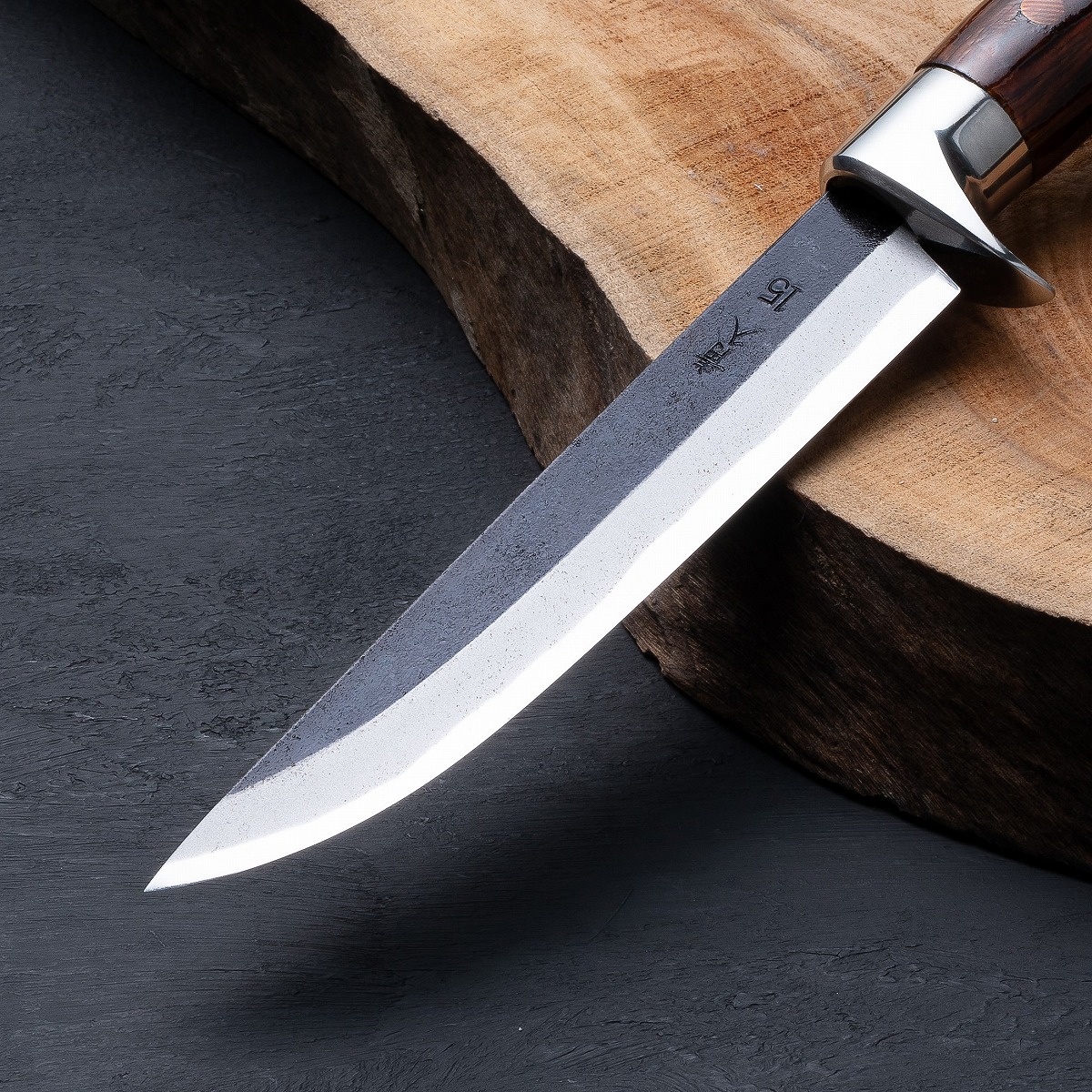 東周作 青紙鋼黒打剣鉈 洋漆仕上 5寸