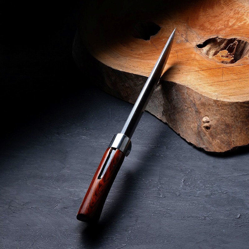 東周作 青紙鋼黒打剣鉈 洋漆仕上 6寸