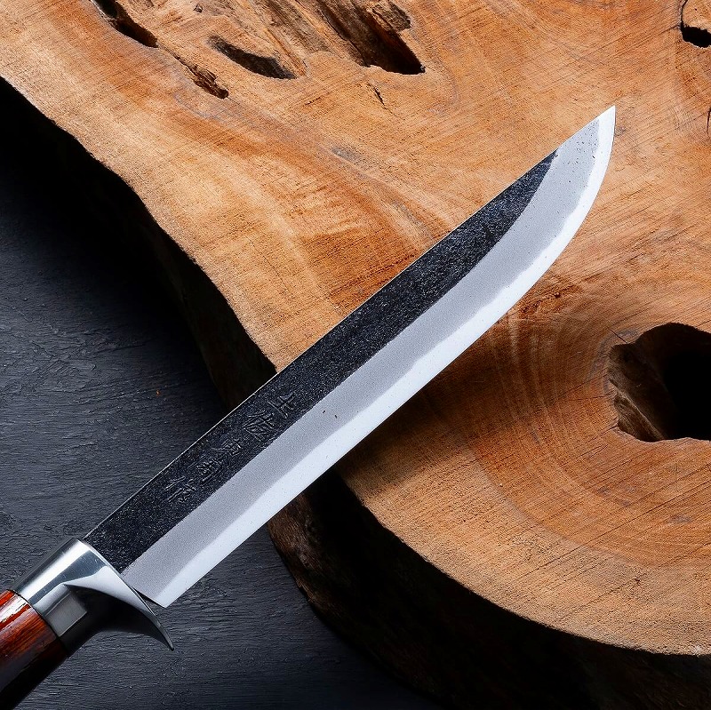 東周作 青紙鋼黒打剣鉈 洋漆仕上 6寸