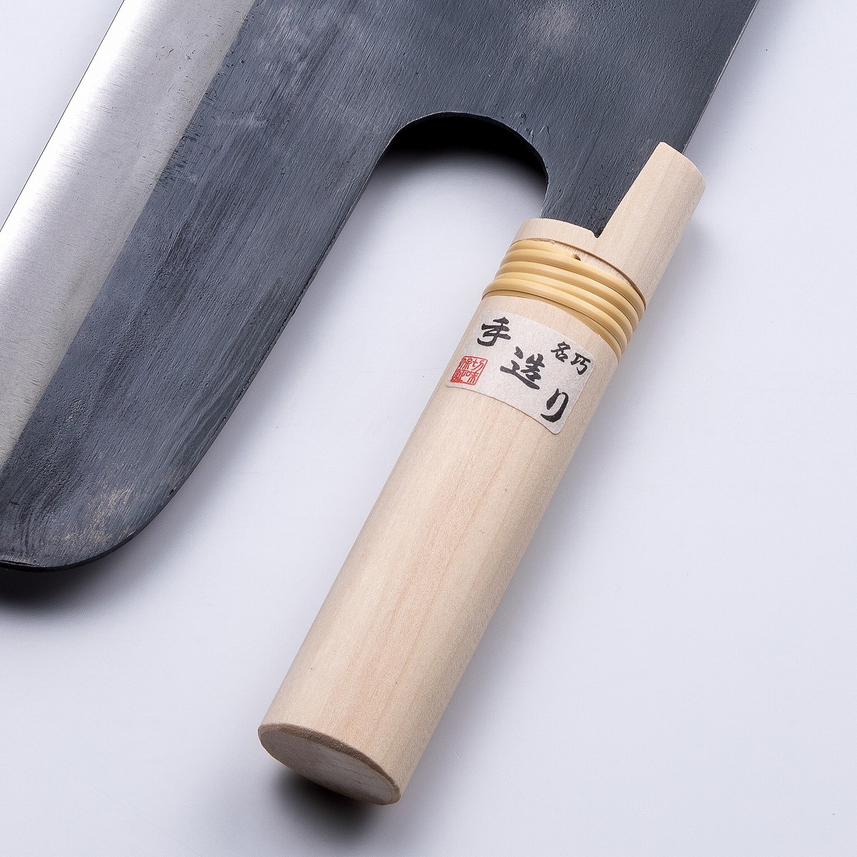 鍛造 黒打ち麺切り包丁 300mm 白紙二号 左利き用柄