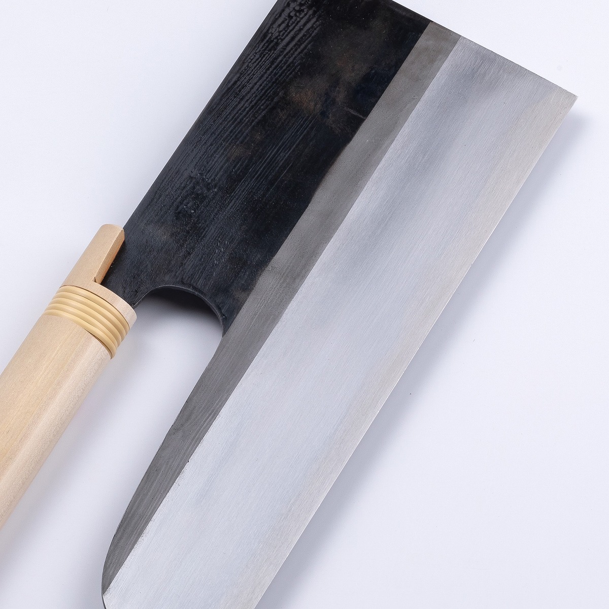 鍛造 黒打ち麺切り包丁 300mm 白紙二号 左利き用刃先裏