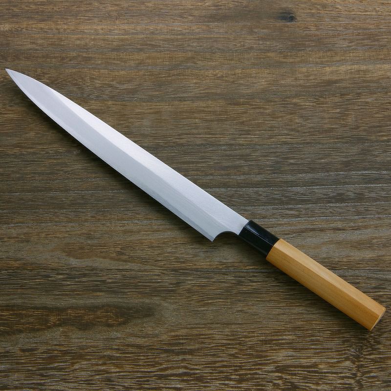 柳刃包丁 片刃 270mm 白紙2号 鋼付 左利き用 一般家庭向け