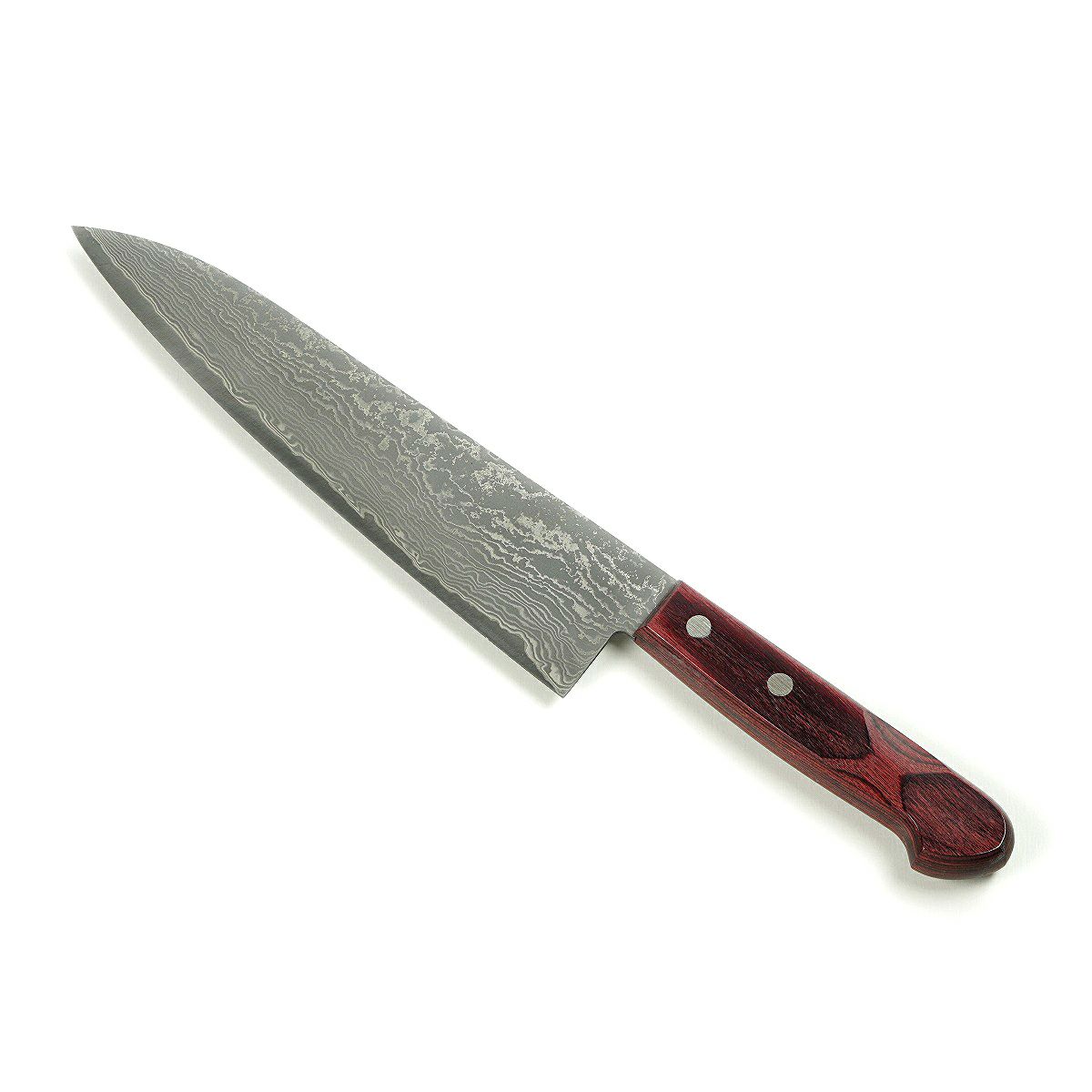 牛刀 両刃 210mm 粉末ステンレス積層鋼赤合板柄 ほんまもん推奨包丁