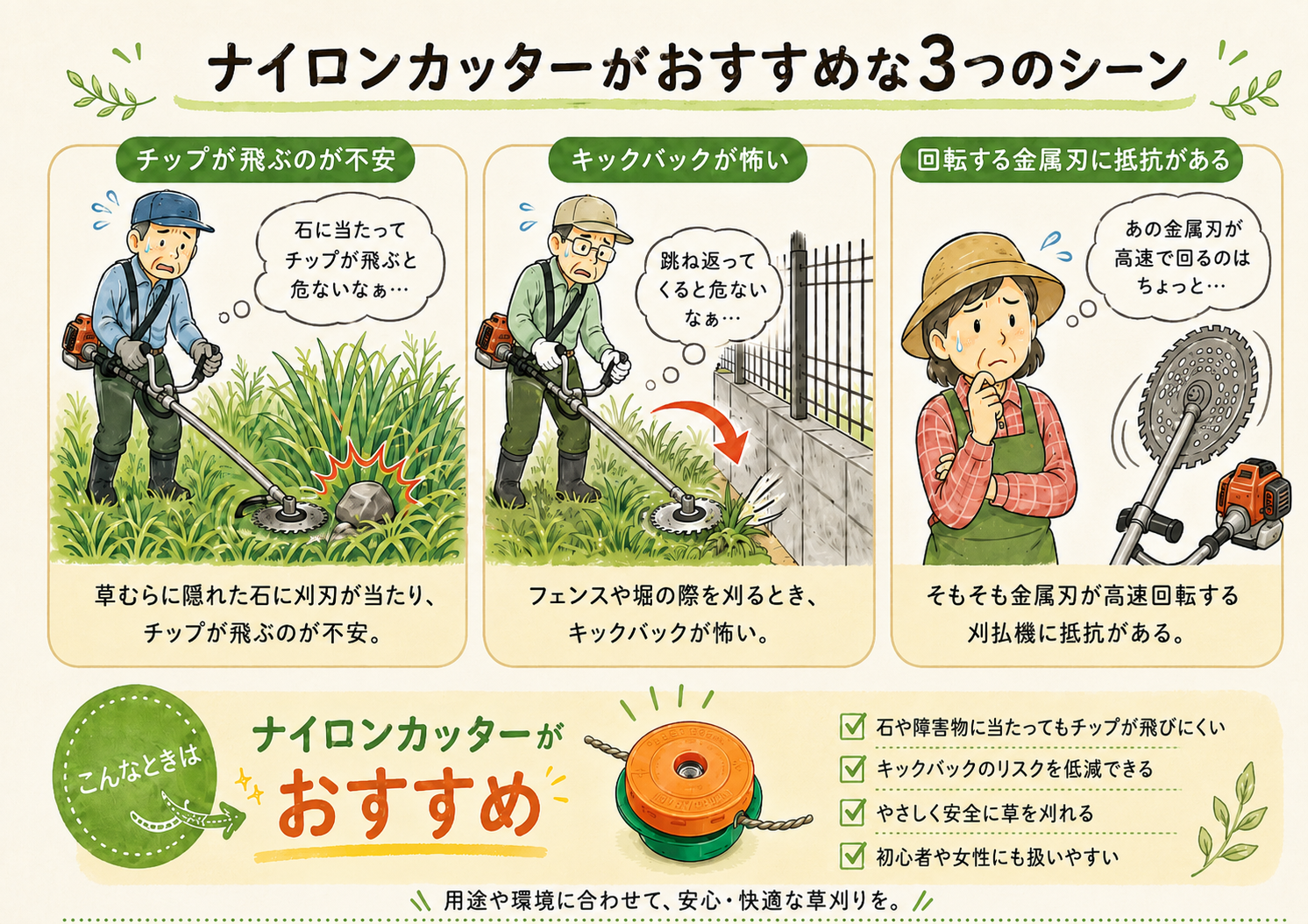 ナイロンカッターがおすすめなシーン