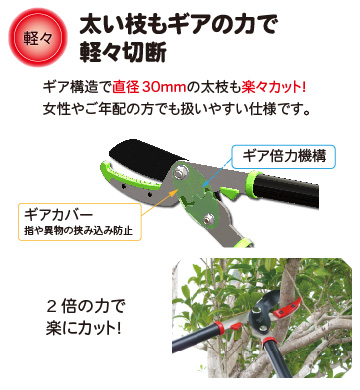 太い枝も軽々切断
