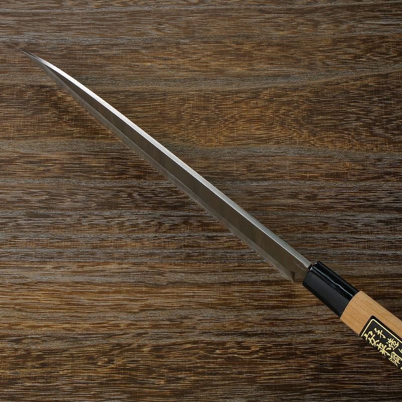 柳刃包丁 片刃 240mm 銀三ステンレス 桜柄 左利き用