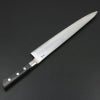武蔵国光月作 筋引包丁 両刃 270mm 全鋼 真鍮ロウ付け口金付き 強化パッカー柄 手研ぎ本刃付け