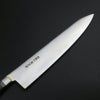 武蔵国光月作 牛刀 両刃 300mm 全鋼 真鍮ロウ付け口金付き 強化パッカー柄 手研ぎ本刃付け