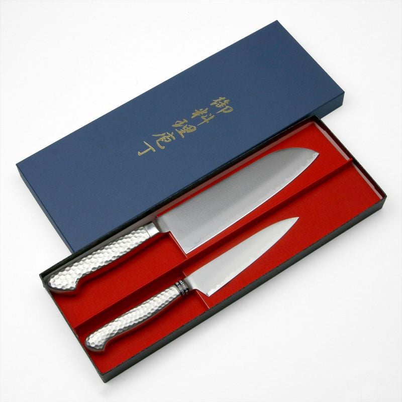 包丁セット ステン＆ニッケル 63層ダマスカス 2本組