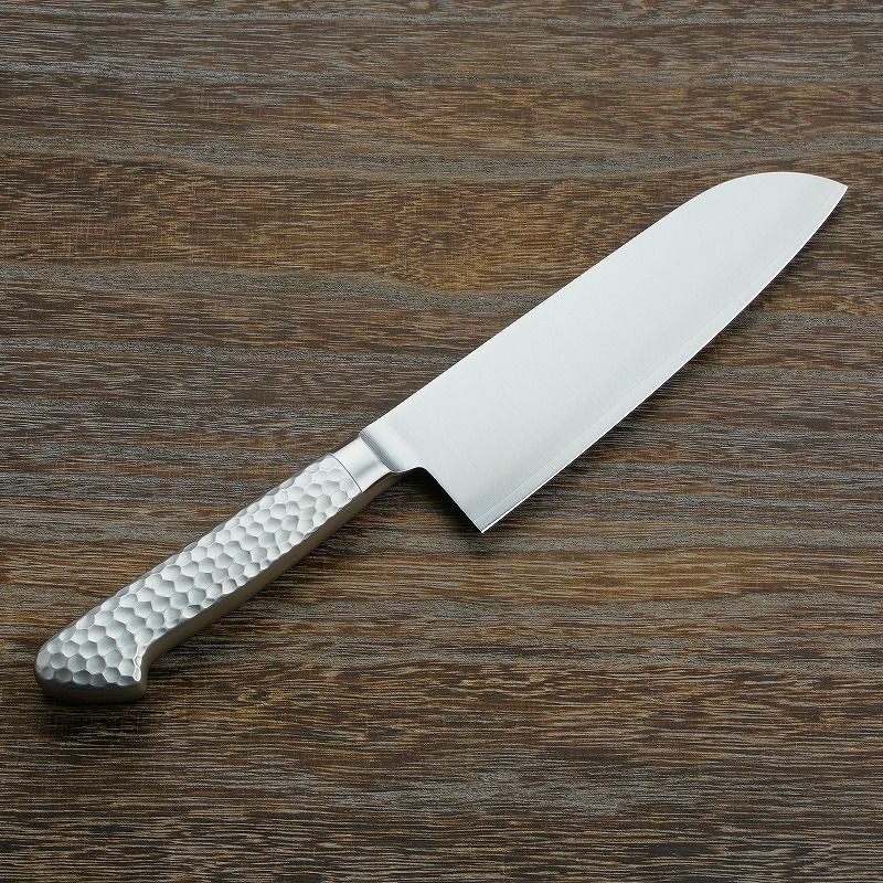 三徳包丁 両刃 175mmモリブデンバナジウム鋼 共柄 ステンレス一体型