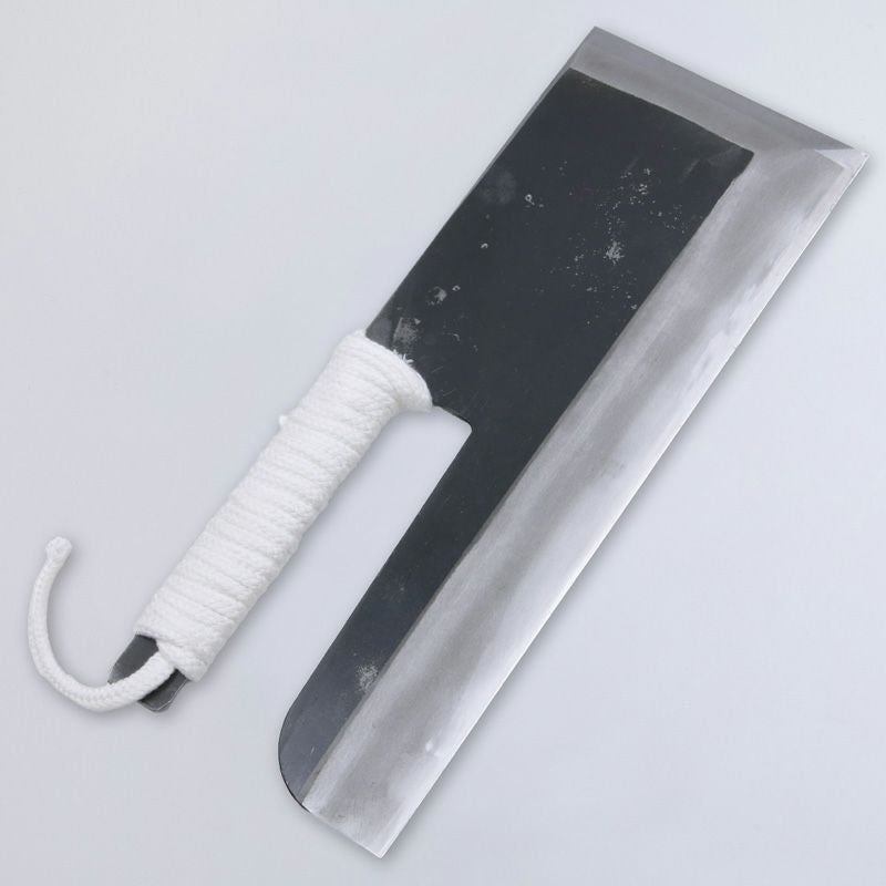 そば切り包丁 片刃 330mm 安来青紙鋼 鋼付 ロープ巻き 全体