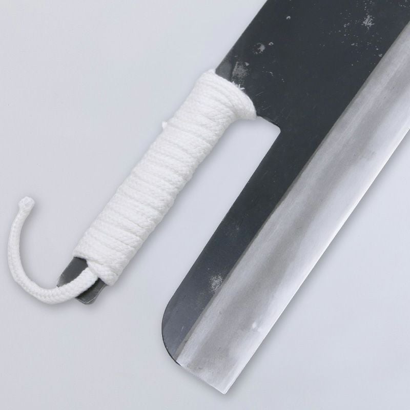 そば切り包丁 片刃 330mm 安来青紙鋼 鋼付 ロープ巻き 柄