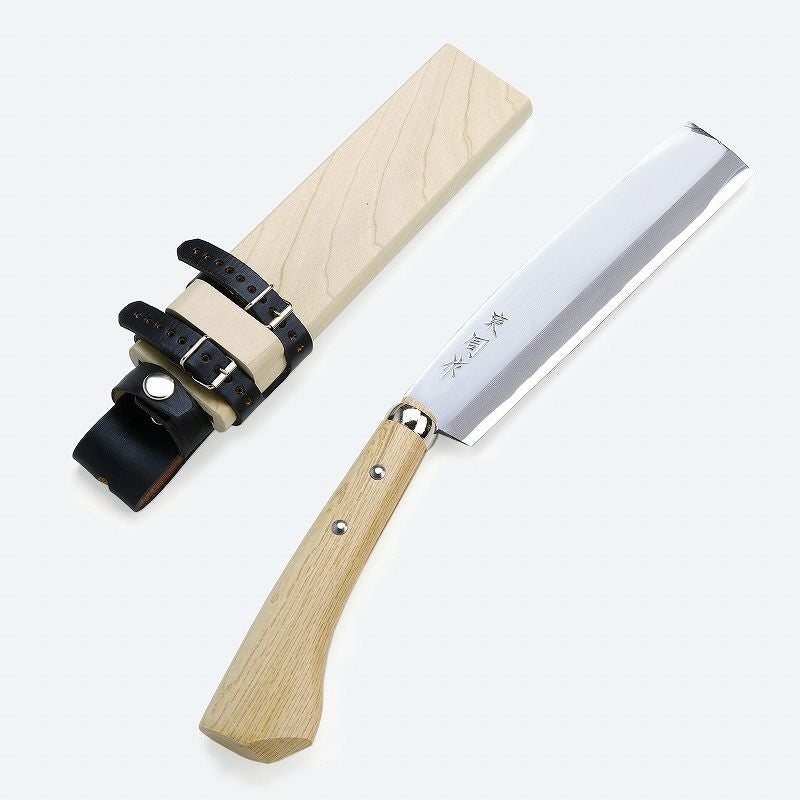 ナタ　細幅210 彦正　日本製 東周作 極上 腰鉈 片刃210mm 細身青紙鋼 鞘付き 本職向け 営林署 仕様