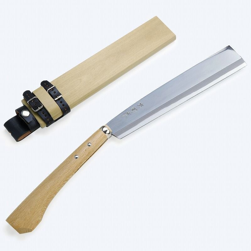 東周作 極上 腰鉈 両刃300mm 中幅青紙鋼 鞘付き 本職向け 営林署 仕様