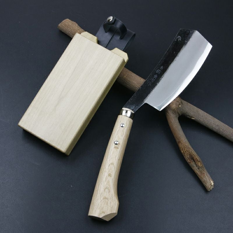 東周作 極上 枝打鉈 キリン型500g 青紙鋼 鞘付き 全体