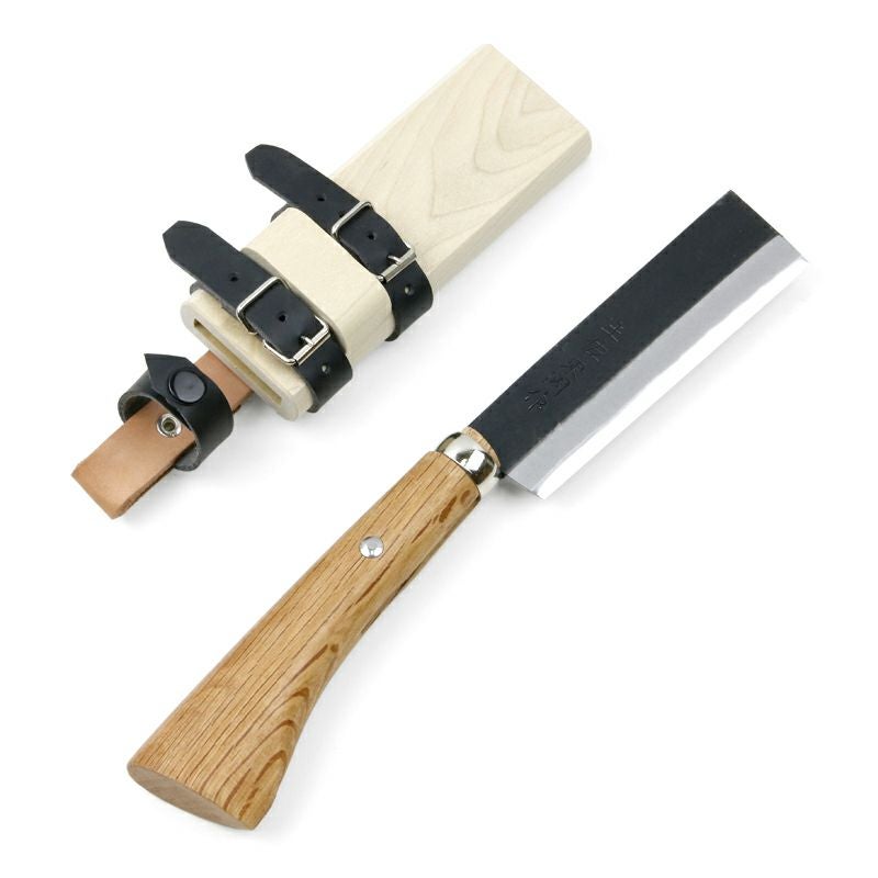 東周作 竹割鉈 両刃120mm青紙鋼 鞘付き | 厳選 刃物 道具の専門店