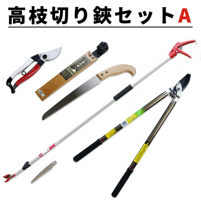 高枝切り鋏 Aセット 基本4点セット 高枝切鋏 太枝切鋏 剪定鋸 剪定鋏