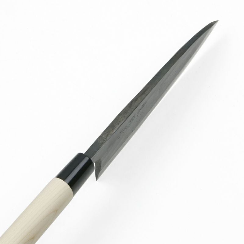 東周作 出刃包丁 両刃 180mm 白紙1号 割込み 黒打ち仕上げ 高級品