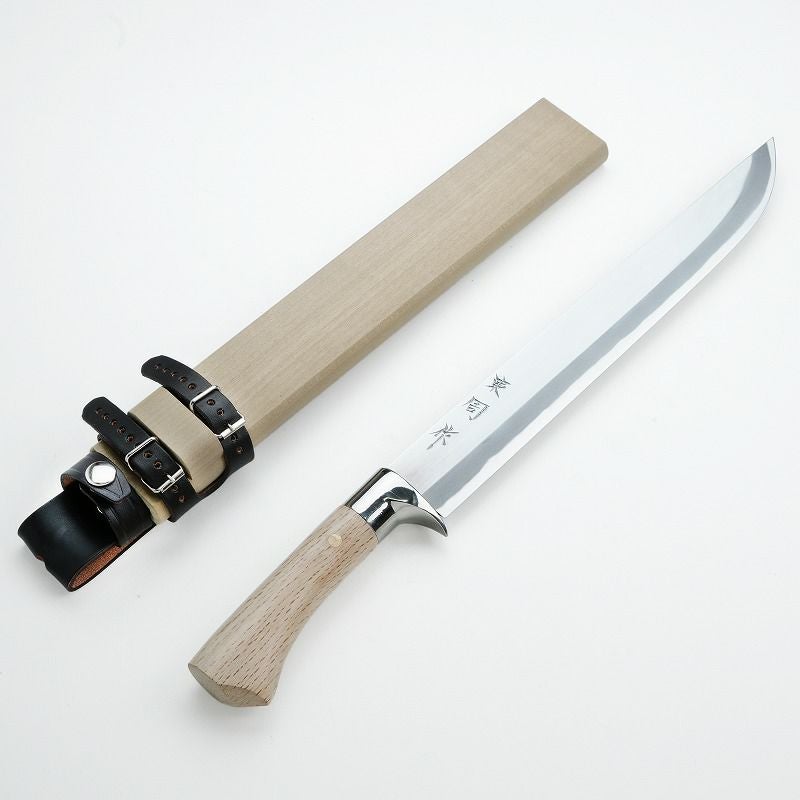 東周作 狩猟剣鉈 1尺 300mm 青紙鋼 磨き仕上げ 本職向け