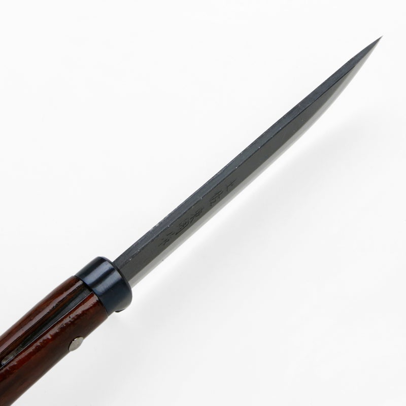 東周作 アウトドア用黒打剣鉈 150mm 白紙鋼 オイルステン仕上げ 本皮ケース付き 峰