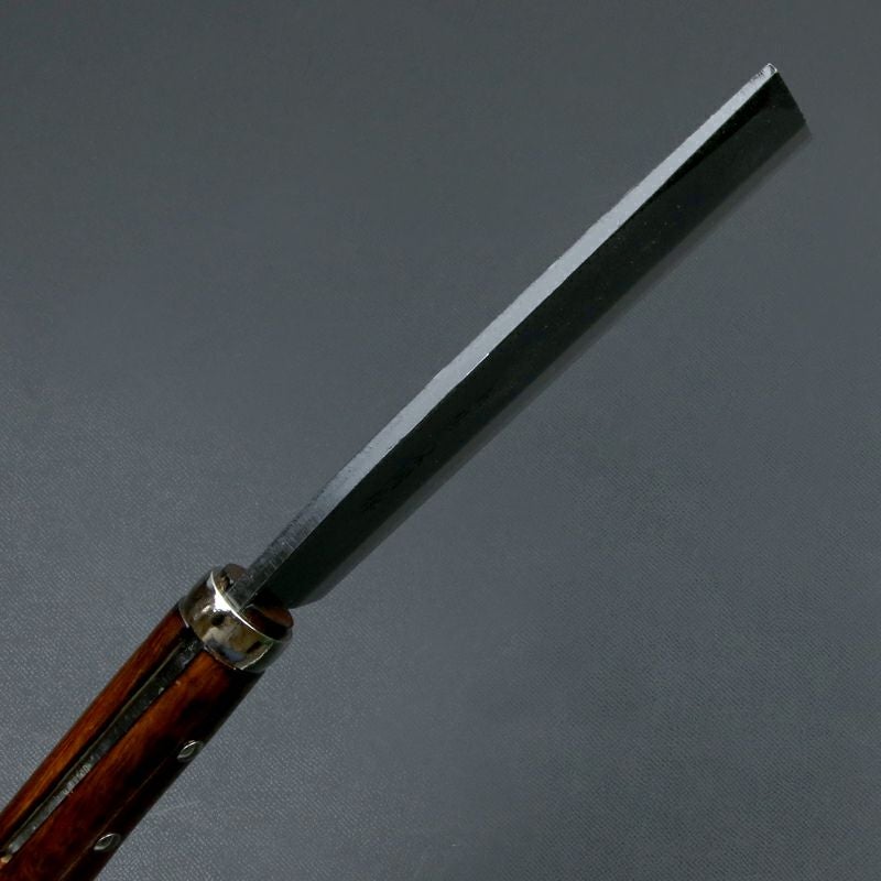 東周作 最高級 黒打腰鉈 両刃165mm 白紙鋼 ウォルナット鞘 鞘付き