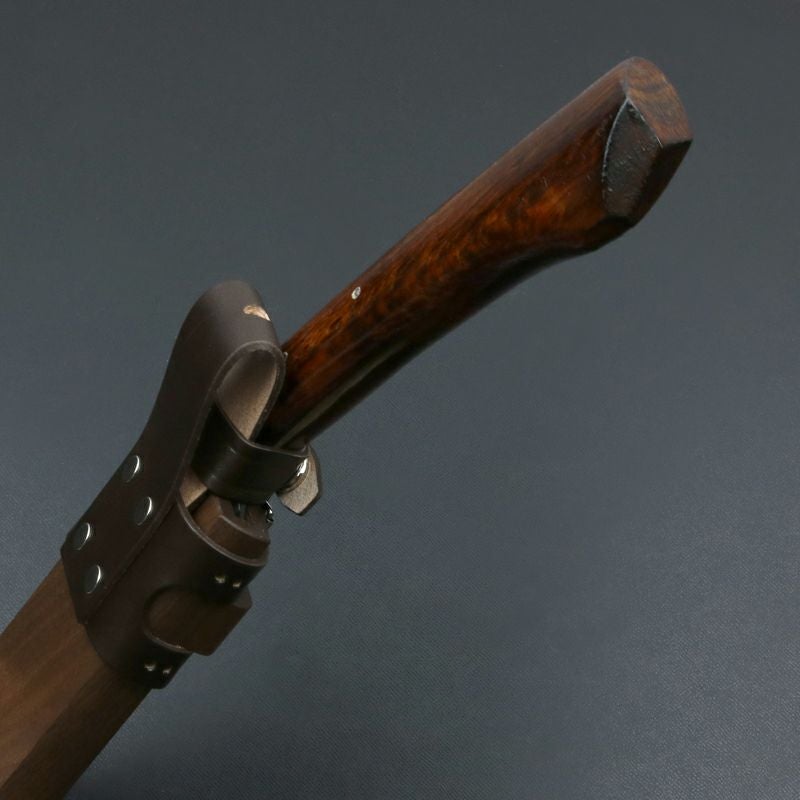 東周作 最高級 黒打腰鉈 両刃165mm 白紙鋼 ウォルナット鞘 鞘付き