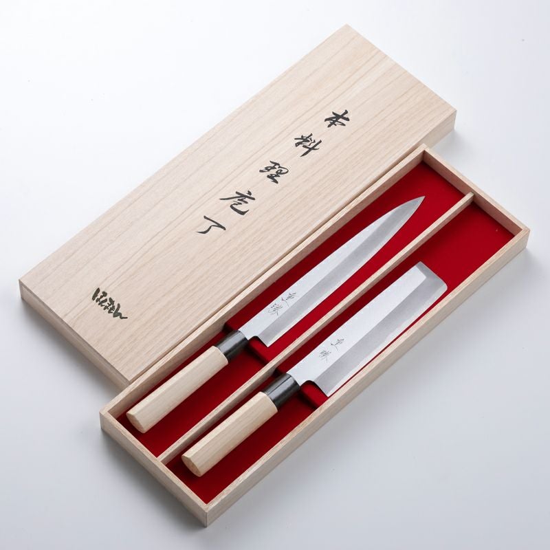 堺 重勝 一般向 和包丁 2本組 包丁セット 柳刃240 薄刃180 木箱入