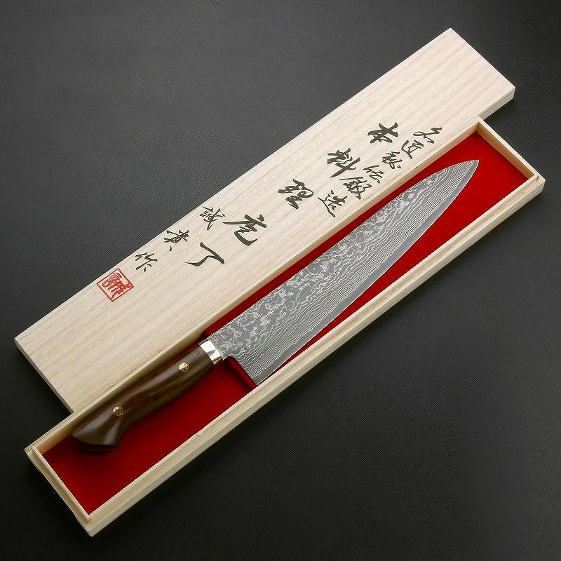田中 誠貴　ダマスカス　R2 牛刀　270mm 田中誠貴作 牛刀 両刃 270mm 粉末ハイスR2 割込み ステンレス