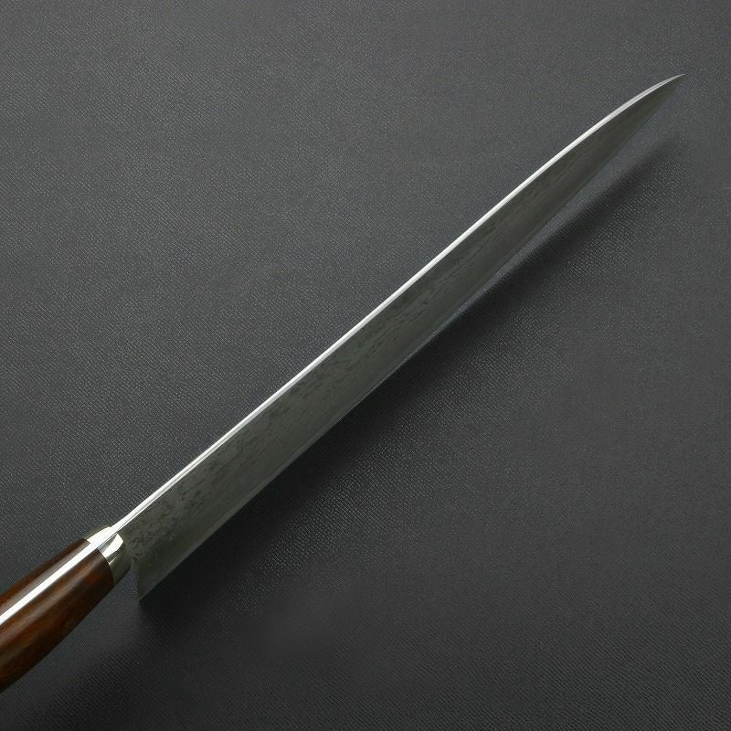 牛刀 両刃 270mm 粉末ハイスR2 割込み ステンレス ダマスカス模様 口金付き アイアンウッド柄