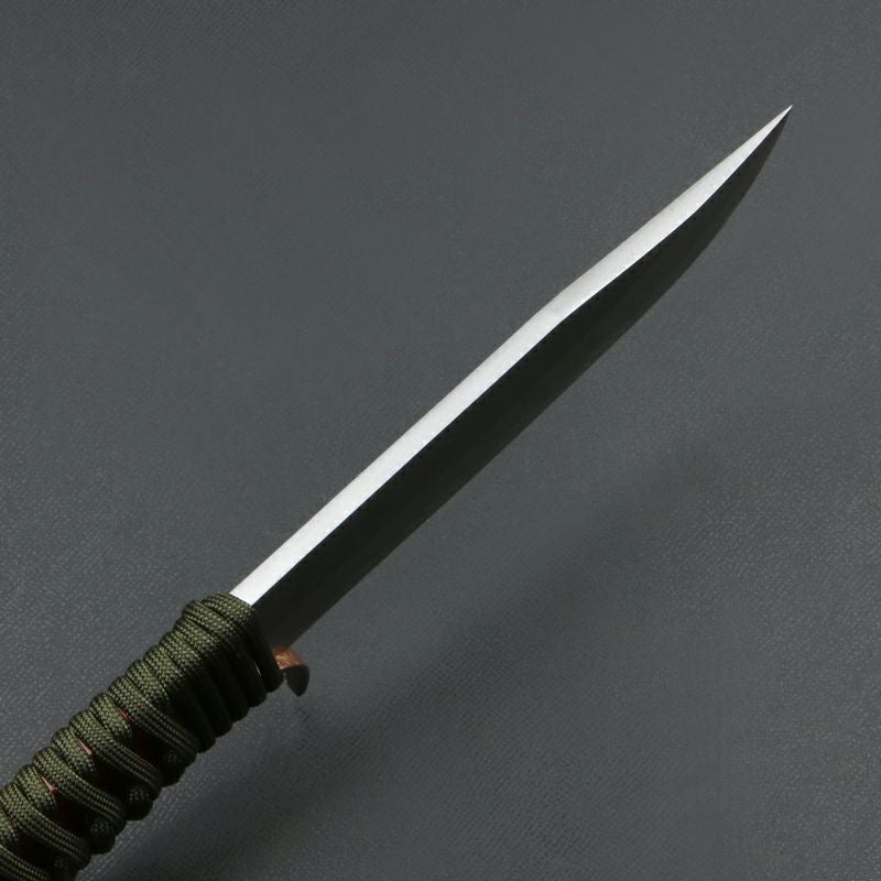 雲流 青紙鋼剣ナタ 135mm ダマスカス ロープ巻柄 本革ケース付き