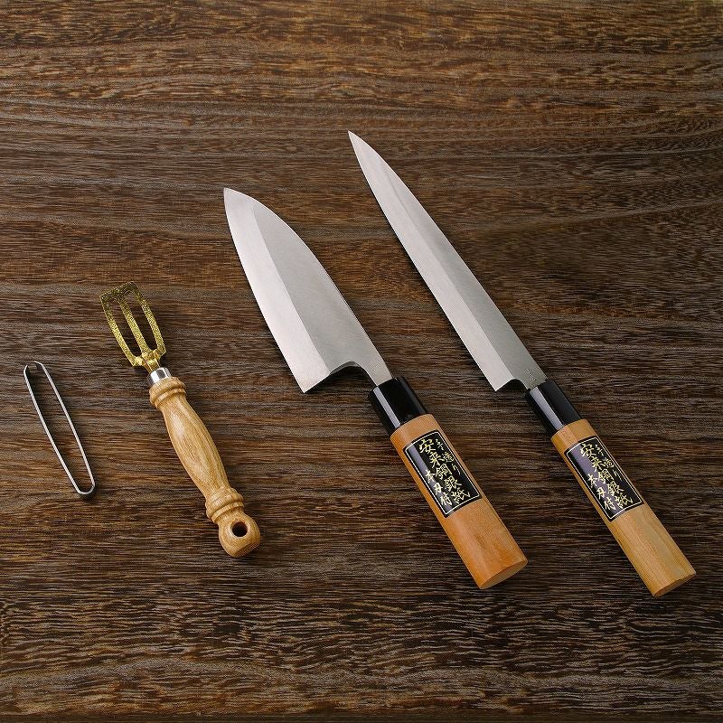 左利き用出刃210mm柳刃270mmセット お魚捌き入門セット 銀三ステンレス 左利き用柳刃包丁 片刃 210mm出刃