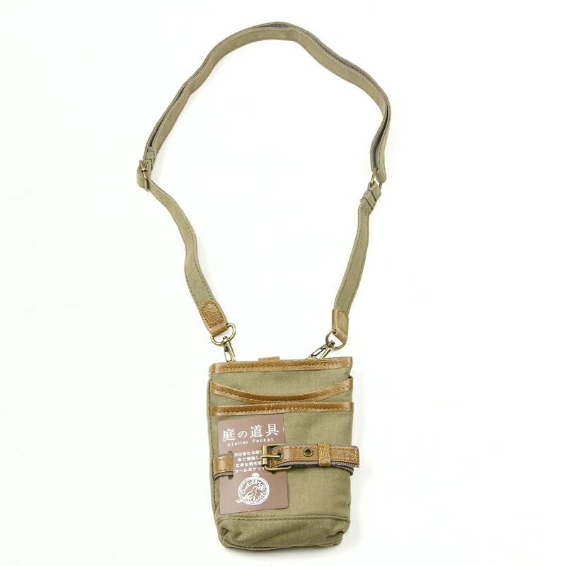 ガーデニング用 腰袋 カーキ ひも付き