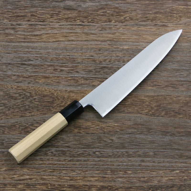 牛刀 両刃 210mm 粉末ハイスR2 割込み ステンレス 水牛八角柄 鍛造品