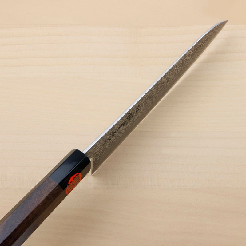 誠貴作 春風 和牛刀 両刃 180mm 粉末ハイス積層鋼 ダマスカス模様 水牛八角ウォルナット柄 木箱入り 峰