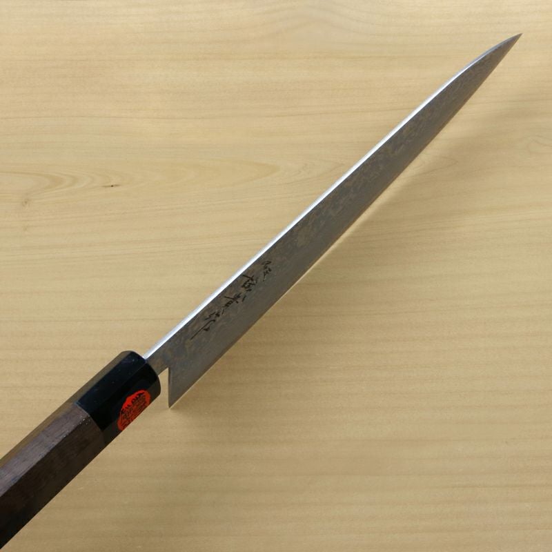 田中誠貴作 春風 和牛刀 両刃 240mm 粉末ハイスR2 割込み ステンレス ダマスカス模様  ウォルナット柄 木箱入り 鍛造品