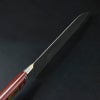 下総国光月作 三徳包丁 両刃 180mm 白紙1号 全鋼 真鍮ロウ付け共口金 ワインレッドパッカー柄 手研ぎ本刃付け 峰