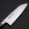 下総国光月作 三徳包丁 両刃 180mm 白紙1号 全鋼 真鍮ロウ付け共口金 ワインレッドパッカー柄 手研ぎ本刃付け 刃