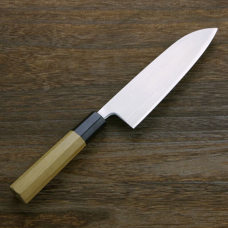 三徳包丁 両刃 165mm粉末ハイスR2 割込み ステンレス 水牛八角柄 鍛造