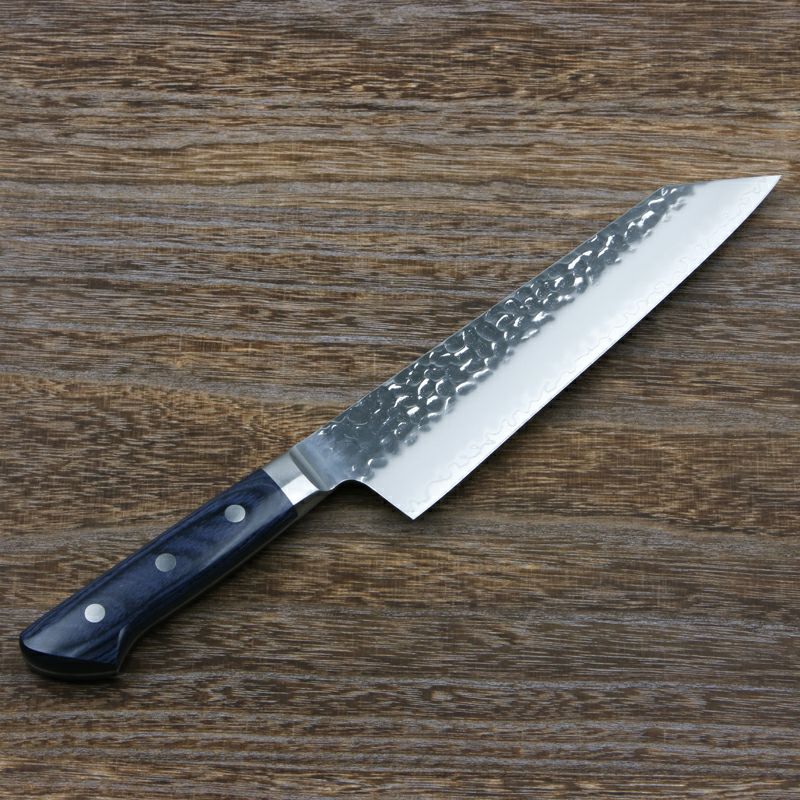 三徳包丁 切付型 両刃 190mm槌目仕上げ AUS10 三層鋼 ステンレス 共