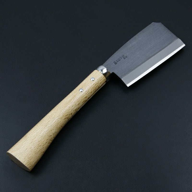 黒打ち厚鉈 東型 両刃135mm 刃当てカバー付き 全体