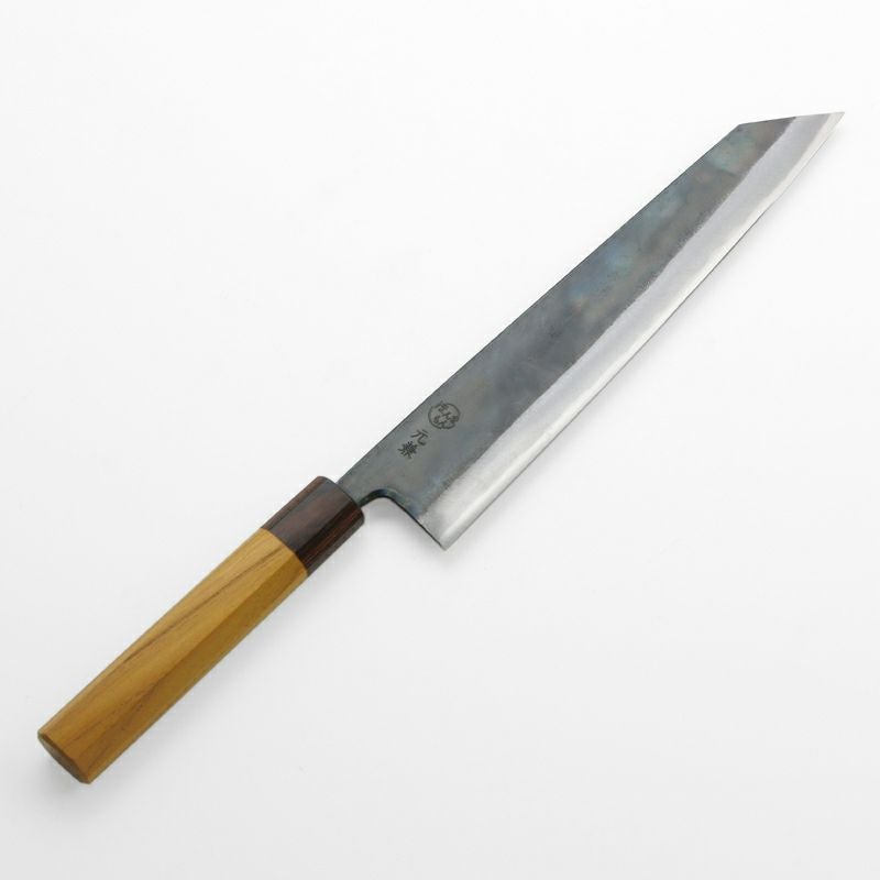 土佐打刃物　青2 和　牛刀　240mm 包丁　8寸　黒打　霞　手打　青紙 牛刀 青紙2号 黒打 ダマスカス 黒檀水牛柄 210mm – MUSASHI