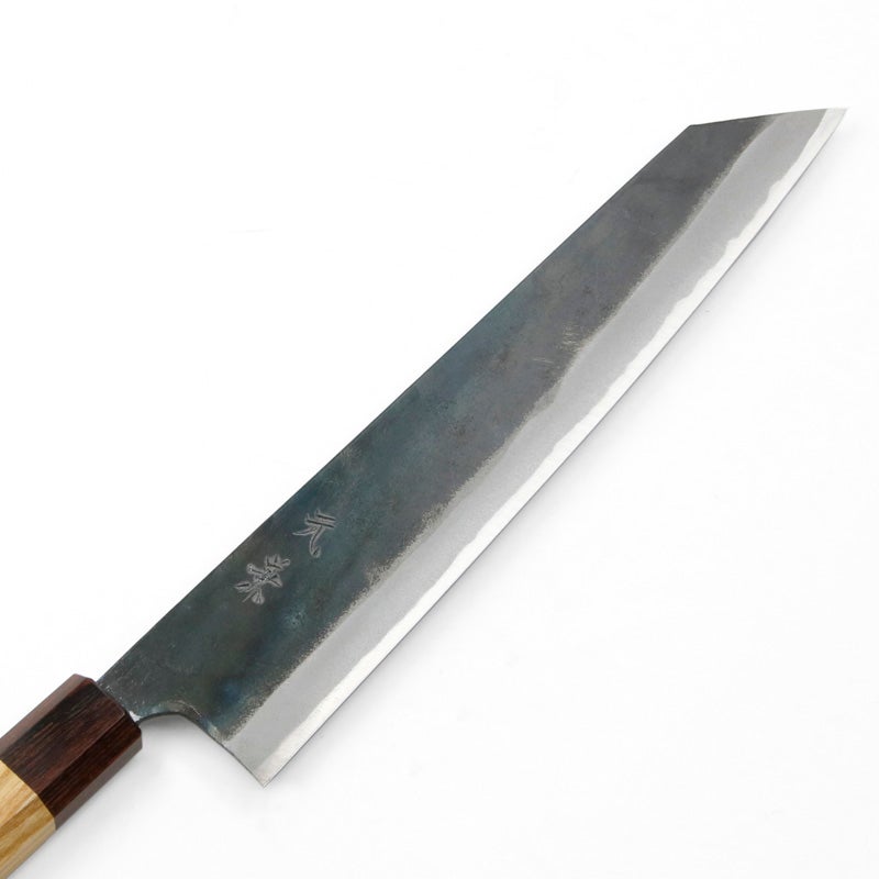 元兼 和牛刀 両刃 240mm 青紙1号 割込み 黒打ち仕上げ ケヤキ柄 鍛造品 土佐打ち刃物
